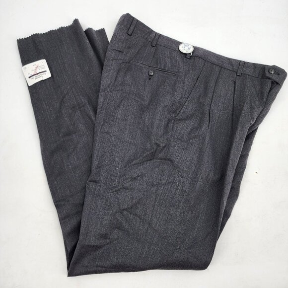 Hart Schaffner Marx Gray Double-Pleated Wool Cashmere Unhemmed Trousers 39x37 - Picture 1 of 7